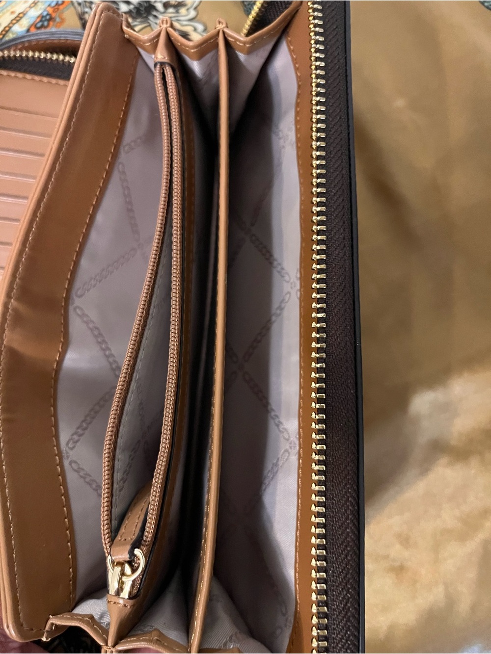 Michael Kors Brown Logo Hobo Bag with Tan Leather Trim and Matching Wallet - Picture 8 of 10